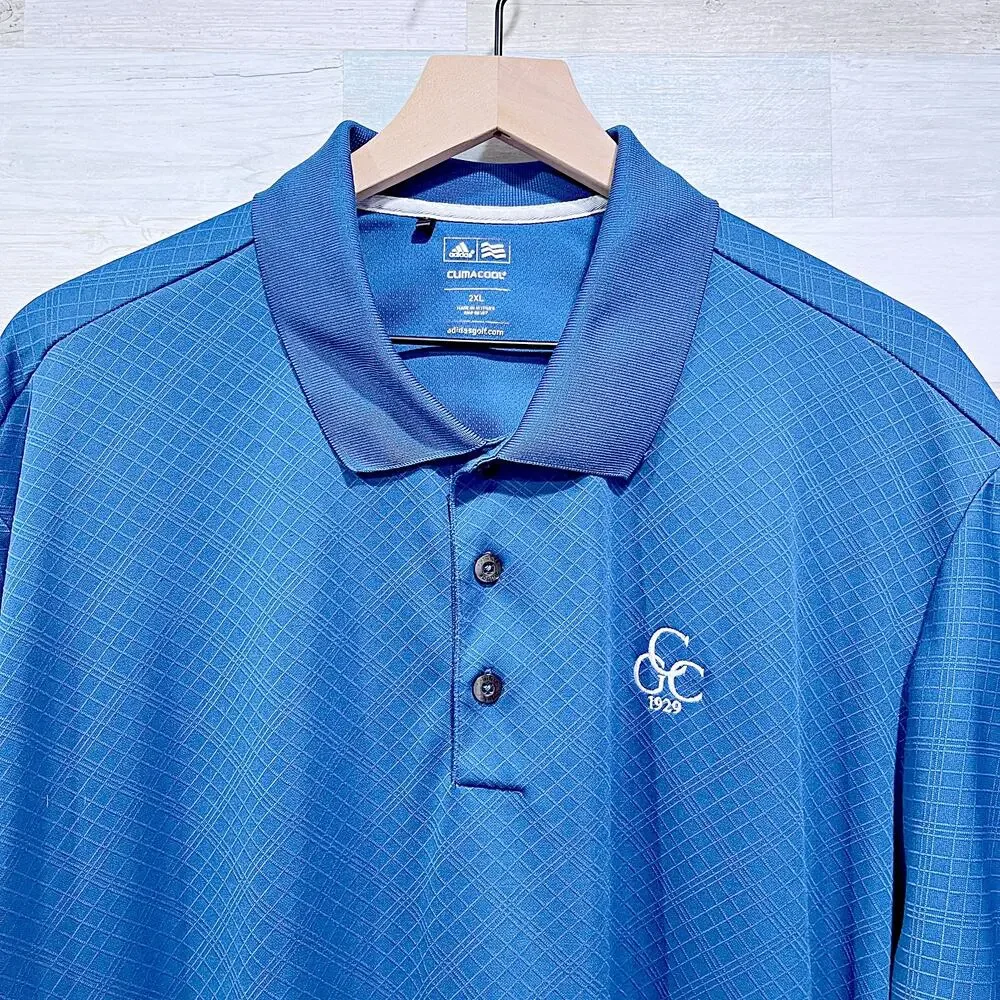 Adidas Country Club Performance Golf Polo Shirt Blue Climacool Mens XXL 2XL